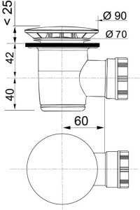 Syfon wirquin Wirquin syfon brodzikowy Tourbillon fi 50 mm czyszczony od góry z dwoma pełnymi grzybkami, chrom i czarny mat 30724776 4