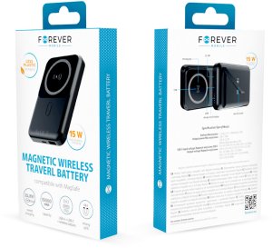 Powerbank Forever Power bank bezprzewodowy magnetyczny Forever MATB-100 10000mAh USB QC 22.5W / USB-C PD 20W 5