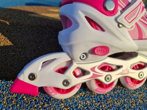 Rolki Vizari Rolki dla Dzieci Dziecięce Regulowane Różowe Solidne KUBISPORT r. 31-34 7