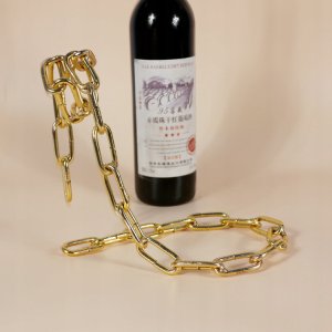 ITIMPORT Stojak na WINO ZŁOTY ŁAŃCUCH ALKOHOL BUTELKĘ STYLOWY 12