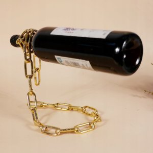 ITIMPORT Stojak na WINO ZŁOTY ŁAŃCUCH ALKOHOL BUTELKĘ STYLOWY 13