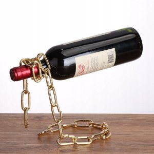 ITIMPORT Stojak na WINO ZŁOTY ŁAŃCUCH ALKOHOL BUTELKĘ STYLOWY 3