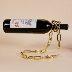 ITIMPORT Stojak na WINO ZŁOTY ŁAŃCUCH ALKOHOL BUTELKĘ STYLOWY 4