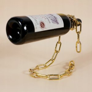 ITIMPORT Stojak na WINO ZŁOTY ŁAŃCUCH ALKOHOL BUTELKĘ STYLOWY 9