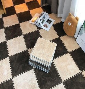ITIMPORT Puzzle na podłogę PLUSZOWA Piankowe DYWAN MATA Aksamitna DZIECI 30cm SZARA 5
