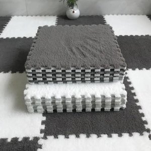 ITIMPORT Puzzle na podłogę PLUSZOWY Piankowe DYWAN MATA Ochronna DZIECI 30cm BIAŁA 4