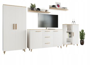 Per La Vita Meblościanka Lund dąb artisan/biały zestaw mebli do salonu w stylu skandynawskim 2
