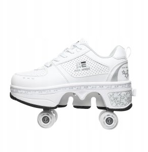 ITIMPORT BUTOROLKI BUTY ROLKI Z KÓŁKAMI ROLKAMI PODŚWIETLANE 7-LED UNISEX BIAŁE r.42 3