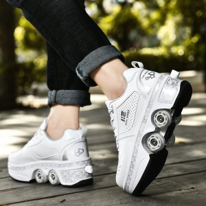 ITIMPORT BUTOROLKI BUTY ROLKI Z KÓŁKAMI ROLKAMI PODŚWIETLANE 7-LED UNISEX BIAŁE r.42 7
