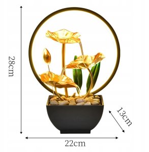 TaoTronics FONTANNA DEKORACYJNA WODNA ZEN liść LOTOSU NA BIURKO 3 poziomowa LED LAMPKA 2