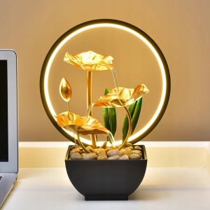 TaoTronics FONTANNA DEKORACYJNA WODNA ZEN liść LOTOSU NA BIURKO 3 poziomowa LED LAMPKA 4