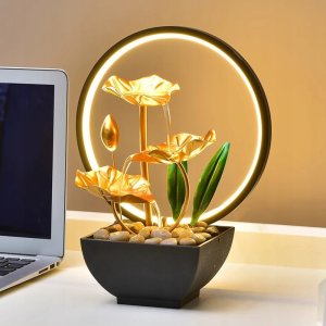 TaoTronics FONTANNA DEKORACYJNA WODNA ZEN liść LOTOSU NA BIURKO 3 poziomowa LED LAMPKA 5