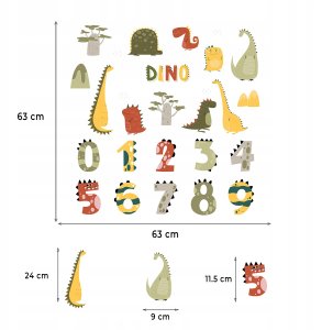 ROOM Decor SIPO-WS63049 NAKLEJKI NA ŚCIANĘ CYFRY DINO 6