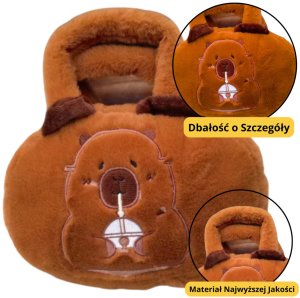 LeanToys Torba Pluszowa Z Kapibarą Z Kubkiem Brązowy 20cm 2
