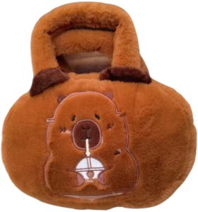 LeanToys Torba Pluszowa Z Kapibarą Z Kubkiem Brązowy 20cm 3