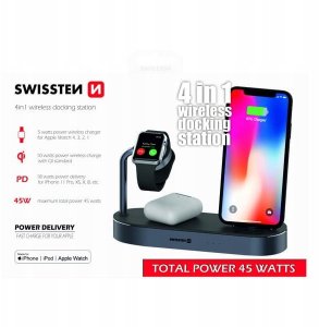 Ładowarka Prestigio Swistten 4in1 MFI Wireless Docking Station 45W for Apple iPhone / iPod / Apple Watch 5