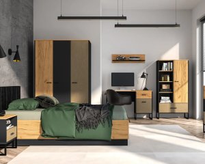 ML Meble Szafa młodzieżowa COLT 01 3D dąb złoty craft/czarna ML MEBLE 9
