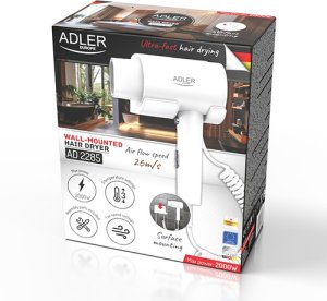 Adler AD 2285 white Suszarka hotelowa, montowana na ścianie 2