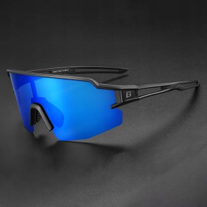 RockBros Okulary rowerowe Rockbros polaryzacyjne z ochroną UV i wkładką korekcyjną niebieskie szkła - czarne 4