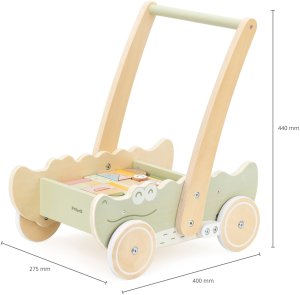 Ecotoys Viga Drewniany Wózek Na Klocki Pchacz 14