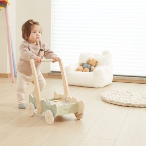 Ecotoys Viga Drewniany Wózek Na Klocki Pchacz 6