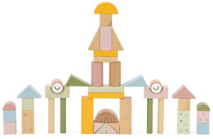 Ecotoys Viga Drewniany Wózek Na Klocki Pchacz 10