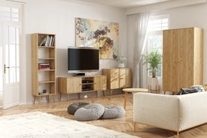 Fabryka Mebli Akord Szafa LEBEL z półkami 87cm dąb craft złoty MELIMEBLE 3