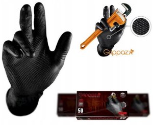 AVO+ Disposable nitrile gloves with rough palm GRIPAZZ, black, size XL (50pcs.) 7