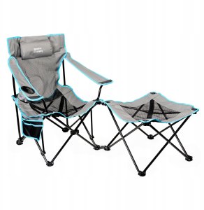 Mentor PLATINET CAMPING SET OF 2, FOLDING TABLE/ FOOTREST + CHAIR BLACK BLUE [45907] 2