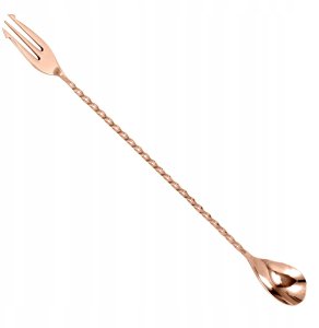 Bar Up Łyżka barmańska z widelcem 40 cm miedziana 2