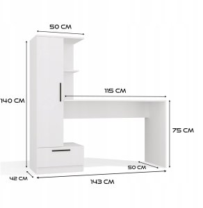 Biurko LVT Cosmo 1 Białe 143 cm x 50 cm 8