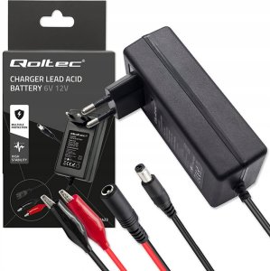 Qoltec Automatyczna ładowarka do akumulatora AGM GEL STD 6V 12V | 1.5A |Prostownik z sygnalizatorem LED 3