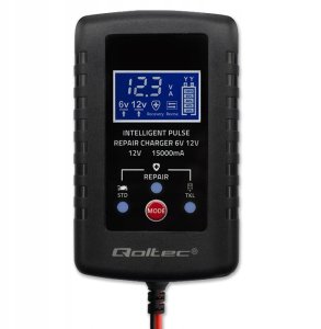 Qoltec Automatyczna ładowarka do akumulatora AGM GEL STD 6V/12V | 2A | Prostownik z funkcjš naprawy i wywietlaczem LED 5