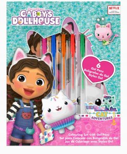Kids Euroswan Zestaw piśmienniczy 6 żelowych długopisów z notatnikiem Koci Domek Gabi. Gabby's Dollhouse GD00064 Kids Euroswan 4