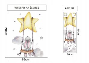 ROOM Decor SIPO-WS63025 NAKLEJKI NA ŚCIANĘ KRÓLIK HUŚTAWKA 4