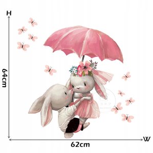ROOM Decor SIPO-WS63033 NAKLEJKI NA ŚCIANĘ KRÓLICZKI PARASOLKA 3