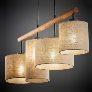 Lampa wisząca TKKRYWULT Tk Lighting Deva 6108 lampa wisząca zwis 4x15W E27 beżowa/drewniana 4
