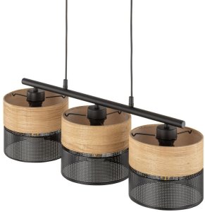 Lampa wisząca TKKRYWULT TK Lighting Nicol 4801 lampa wisząca zwis 3x15W E27 czarna/dąb 3