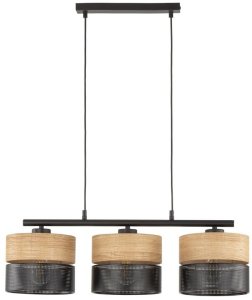 Lampa wisząca TKKRYWULT TK Lighting Nicol 4801 lampa wisząca zwis 3x15W E27 czarna/dąb 7
