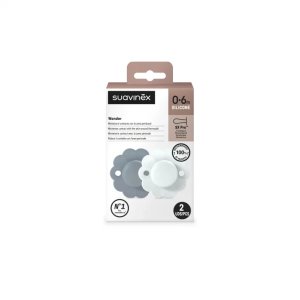 Suavinex SUAVINEX - 308402-SMOCZEK FIZJOLOGICZNY SX PRO SILIKONOWY 2SZ/0-6M/LAKE-BLUE/WONDER 3