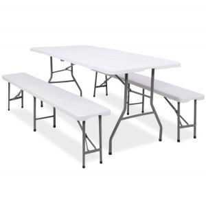 Royal Catering Ławka składana cateringowa 180 x 30 x 43 cm turystyczna biwak biało-szara UNIWERSALNY 11