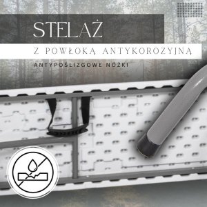 Royal Catering Ławka składana cateringowa 180 x 30 x 43 cm turystyczna biwak biało-szara UNIWERSALNY 4