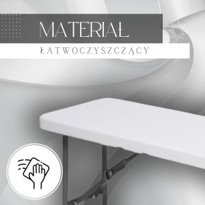 Royal Catering Ławka składana cateringowa 180 x 30 x 43 cm turystyczna biwak biało-szara UNIWERSALNY 5