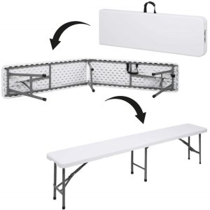 Royal Catering Ławka składana cateringowa 180 x 30 x 43 cm turystyczna biwak biało-szara UNIWERSALNY 10