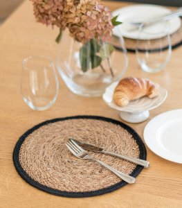 Excellent Houseware Podkładka na stół Wicker Czarna 30 cm 2