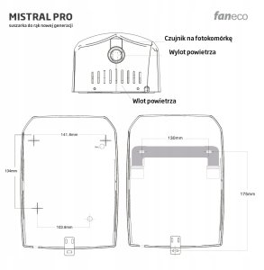 Suszarka do rąk 1500W Czarna MISTRAL PRO 9