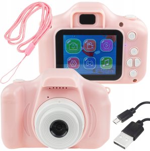 Impossible APARAT CYFROWY DLA DZIECI Dziecka Fotograficzny Kamera Różowy + KARTA 4GB 7
