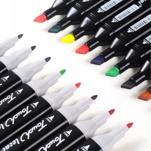 DWM Kolorowe markery , flamastry dwustronne zestaw168szt czarne 2