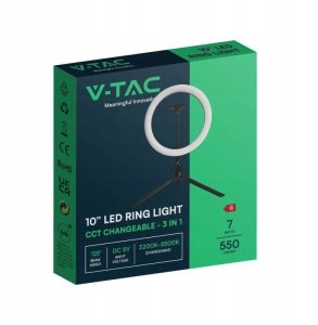 Lampa studyjna V-TAC Lampa pierścieniowa LED Ring V-TAC 10W fi255mm Statyw Pilot VT-45010 3200K-5500K 550lm 7