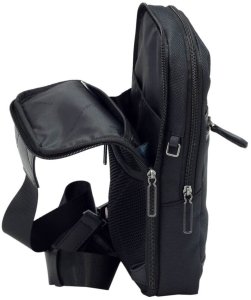 Piquadro Piquadro, Trakai, Leather & Fabric, Mono Sling, Textile Crossbody Bag, Black, 42021990, 31 x 18 x 7 cm, For Men For Men 3